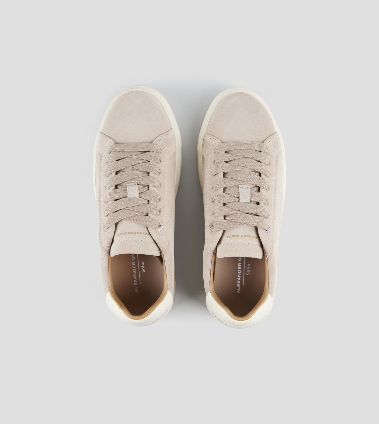 Soho Uomo in suede beige e tallone in pelle bianca Alexander Smith