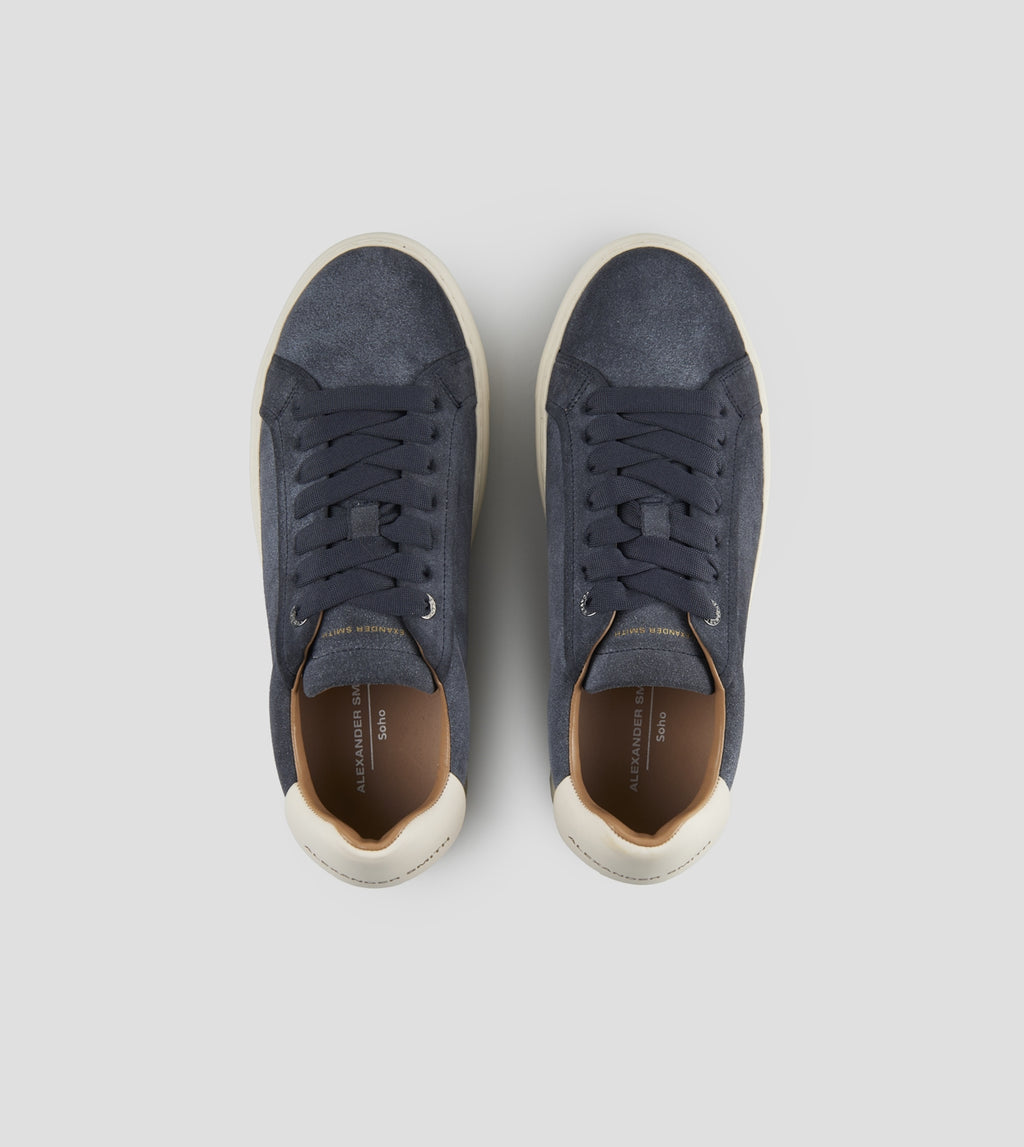 Soho Uomo in suede nero e tallone in pelle bianca Alexander Smith