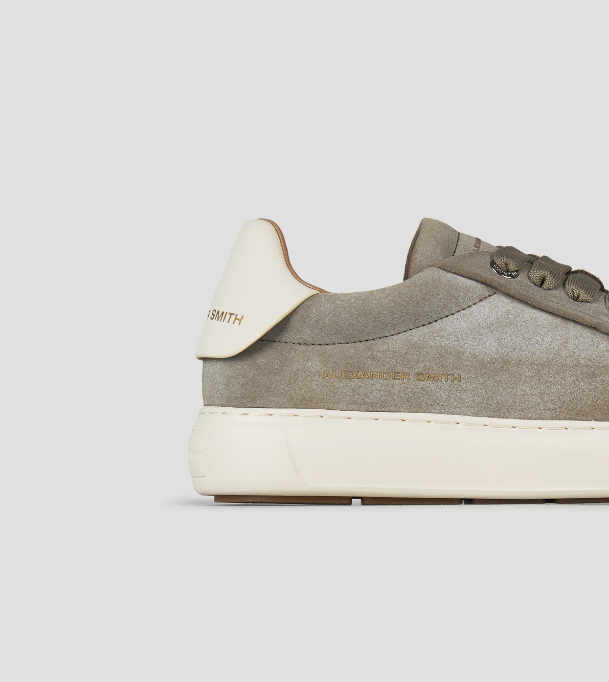 Soho Uomo in suede verde militare e tallone in pelle bianca  Alexander Smith