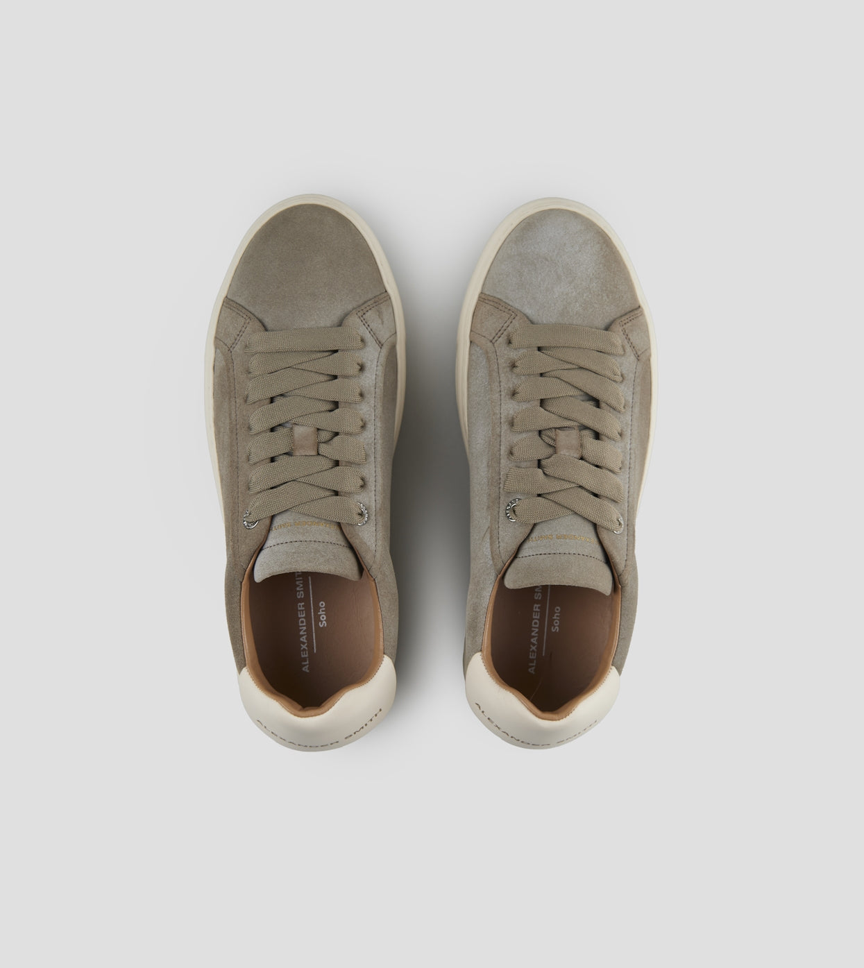 Soho Uomo in suede verde militare e tallone in pelle bianca  Alexander Smith