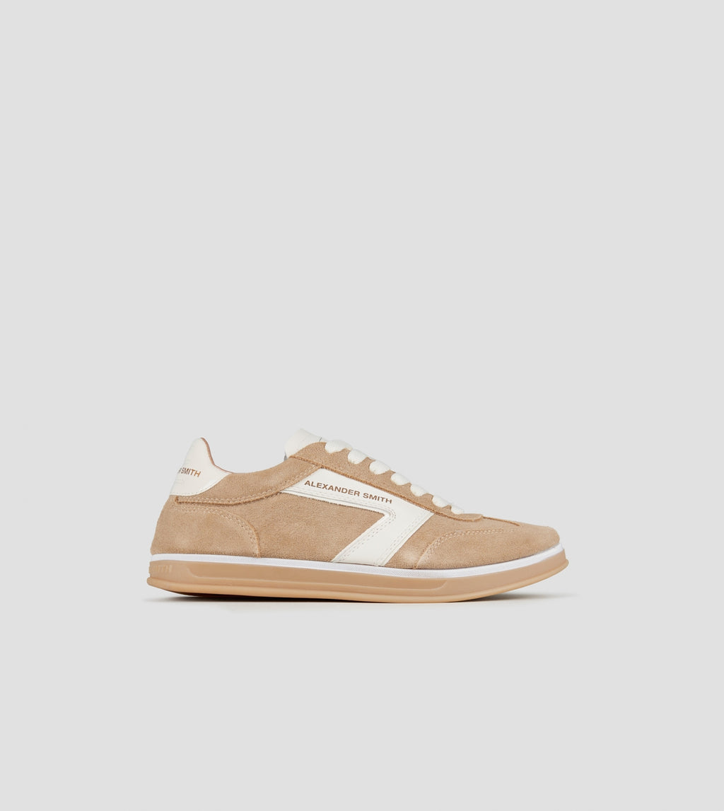 Thames Donna in camoscio avorio e logo in pelle bianca Alexander Smith