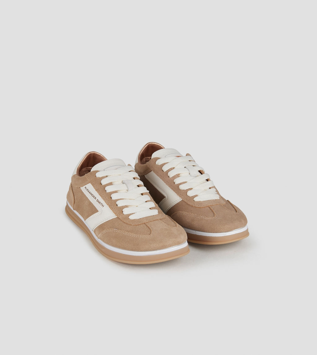 Thames Donna in camoscio avorio e logo in pelle bianca Alexander Smith