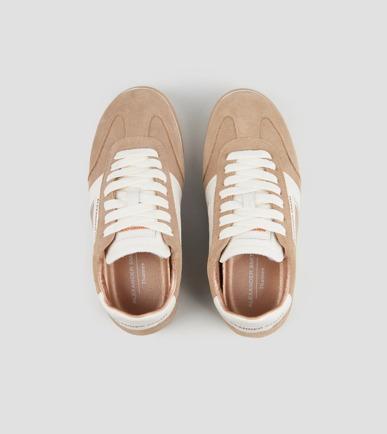 Thames Donna in camoscio avorio e logo in pelle bianca Alexander Smith