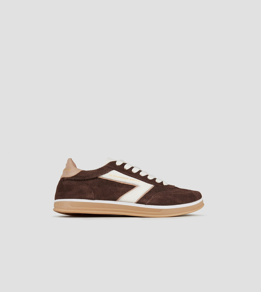 Thames Donna in camoscio marrone e logo in pelle bianca Alexander Smith