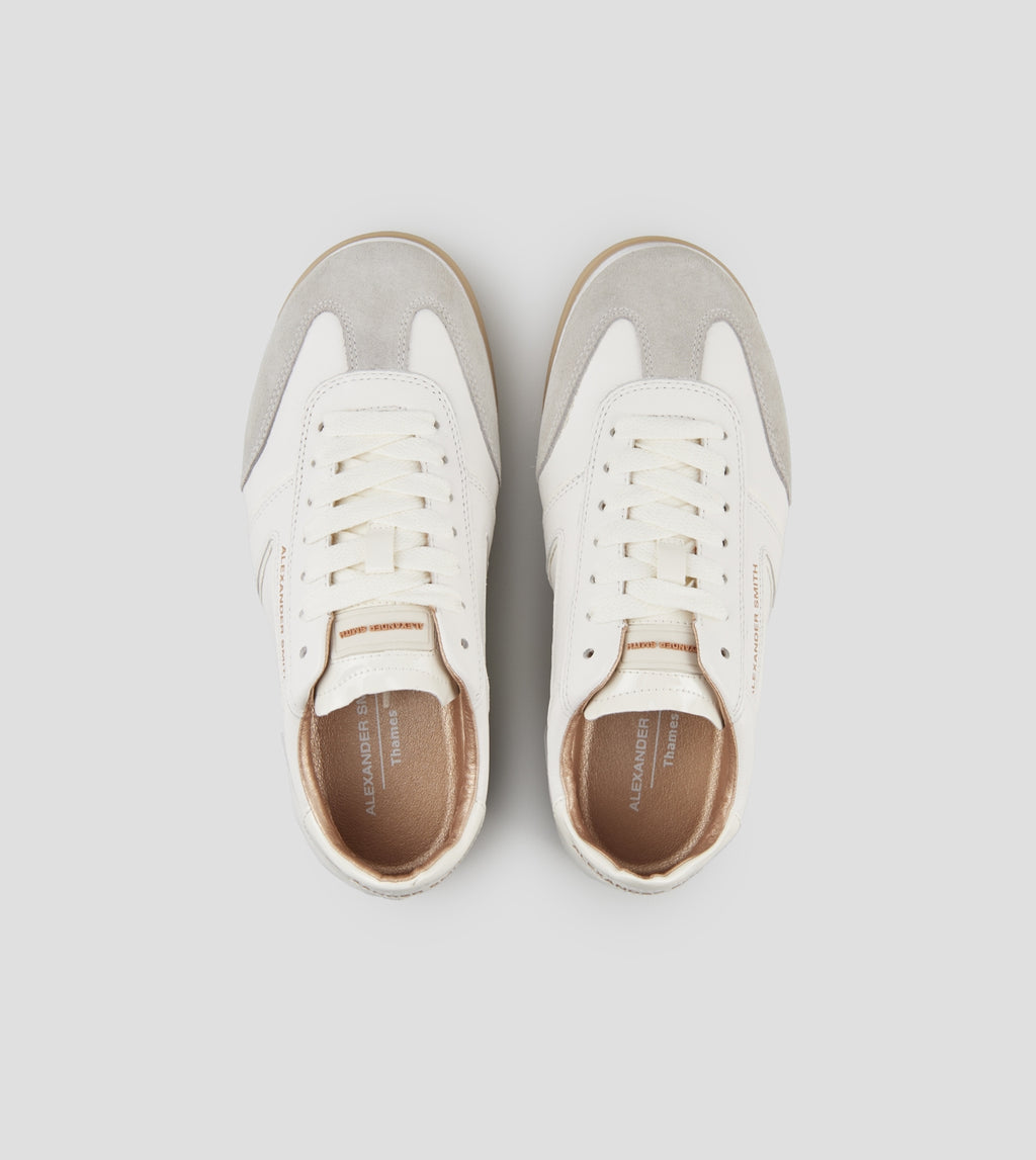 Thames Donna in pelle bianca e camoscio grigio Alexander Smith