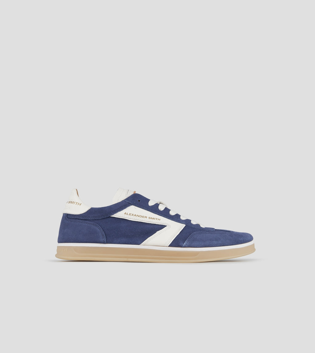 Thames Uomo in camoscio blu con logo bianco Alexander Smith