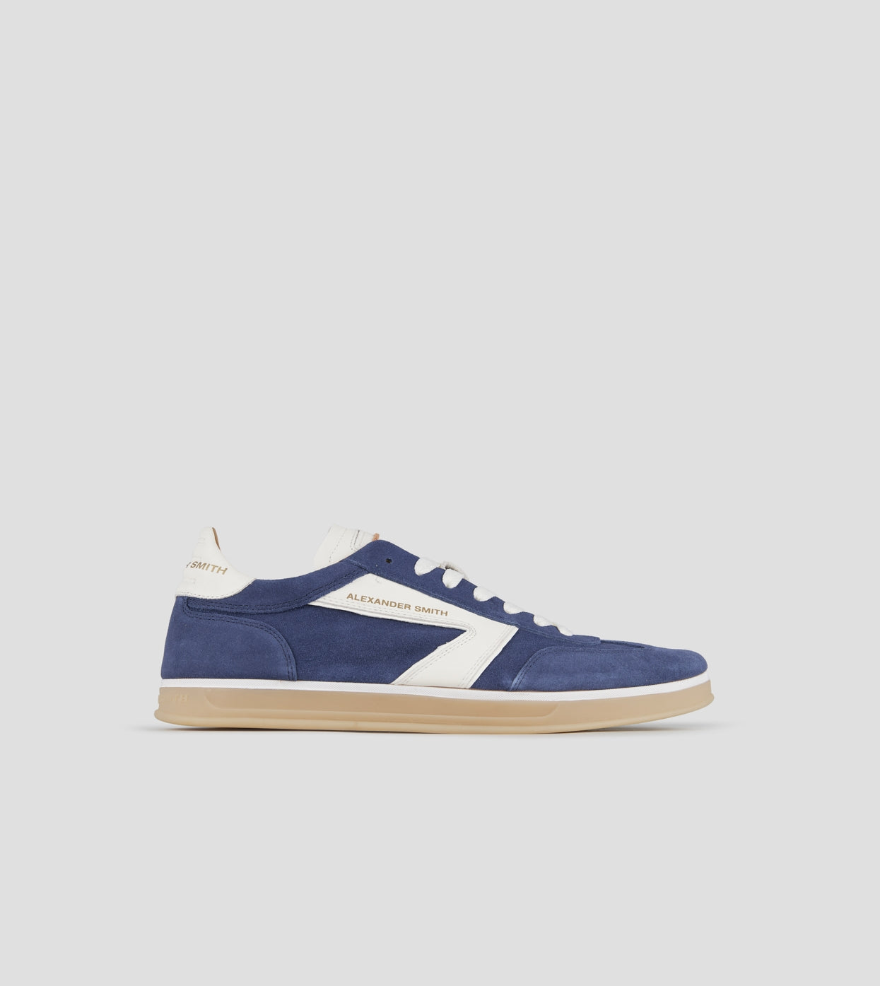Thames Uomo in camoscio blu con logo bianco Alexander Smith