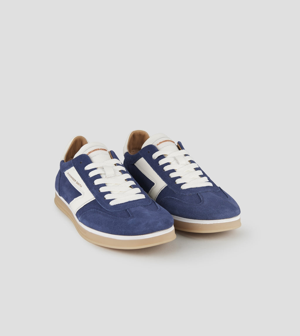 Thames Uomo in camoscio blu con logo bianco Alexander Smith