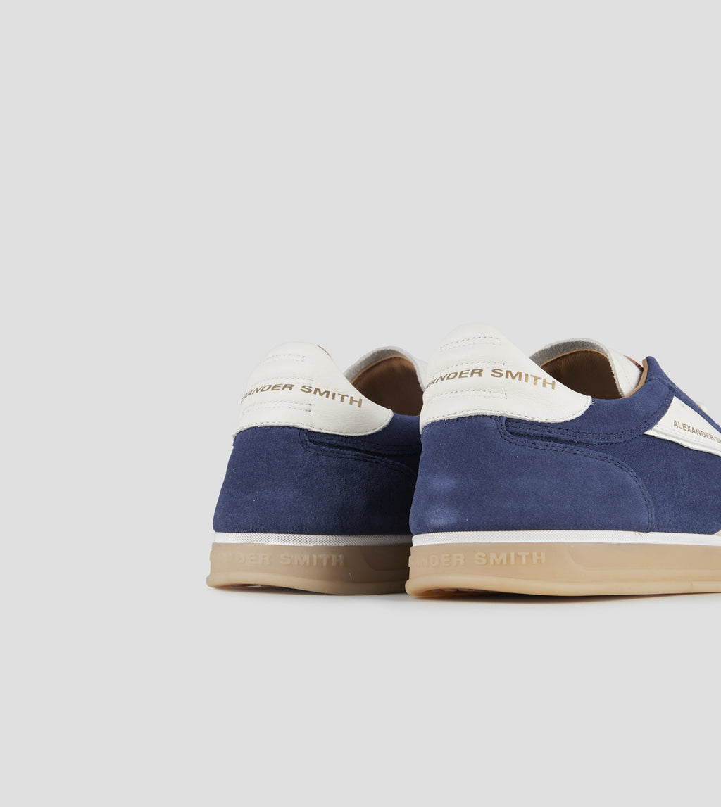 Thames Uomo in camoscio blu con logo bianco Alexander Smith