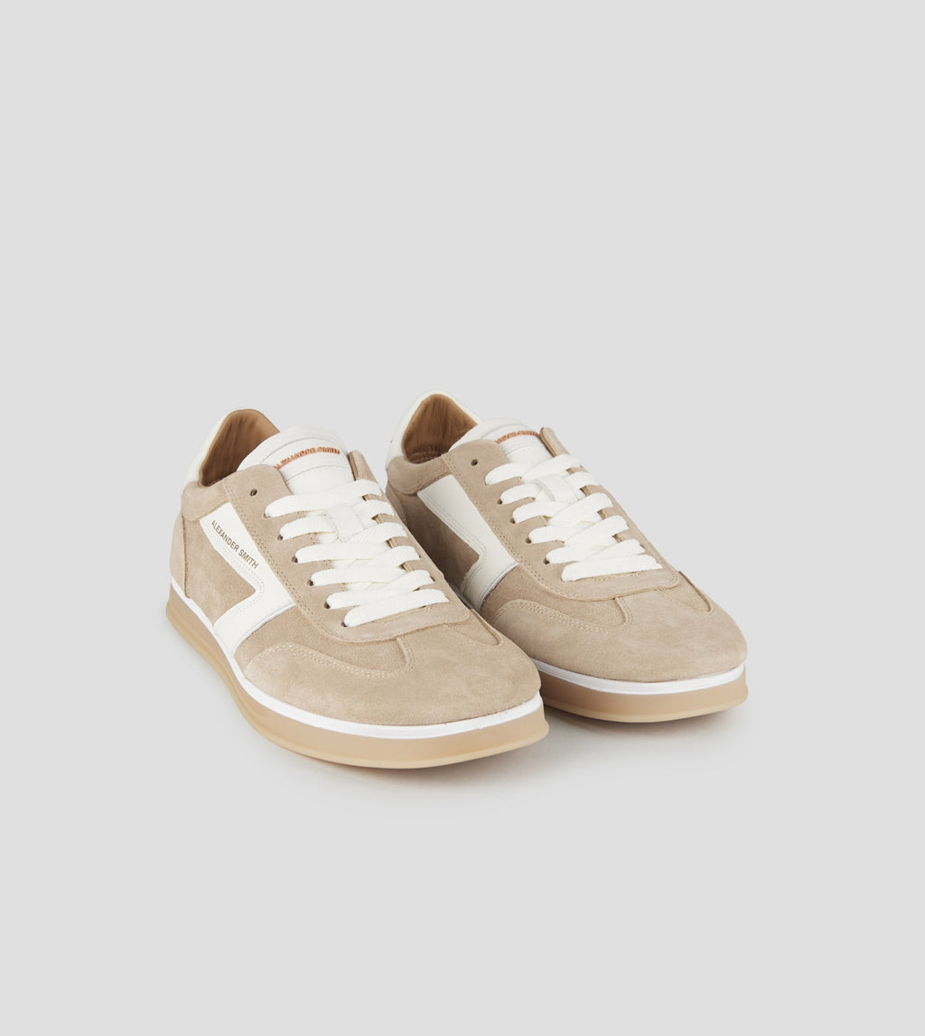 Thames Uomo in camoscio sabbia e logo bianco Alexander Smith