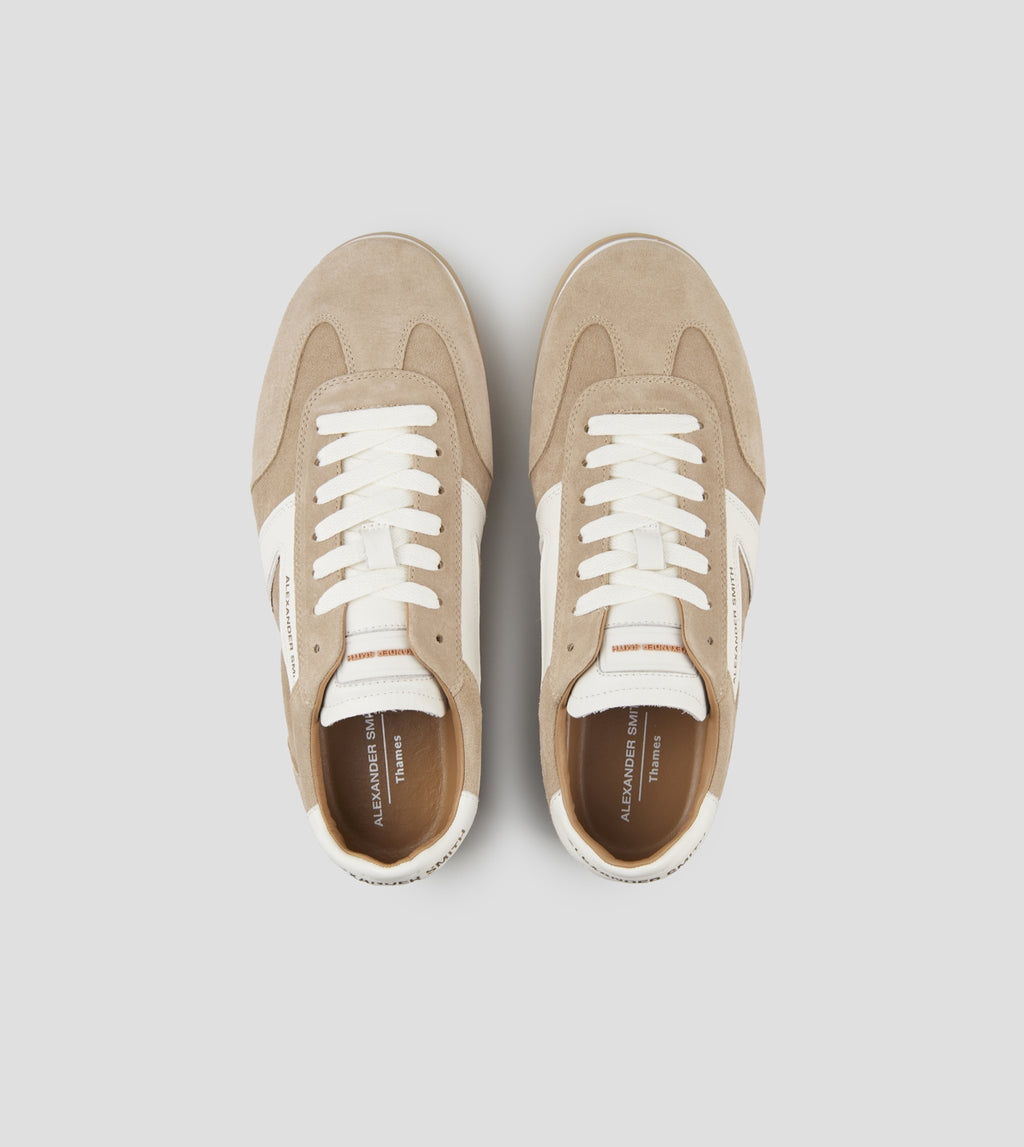 Thames Uomo in camoscio sabbia e logo bianco Alexander Smith