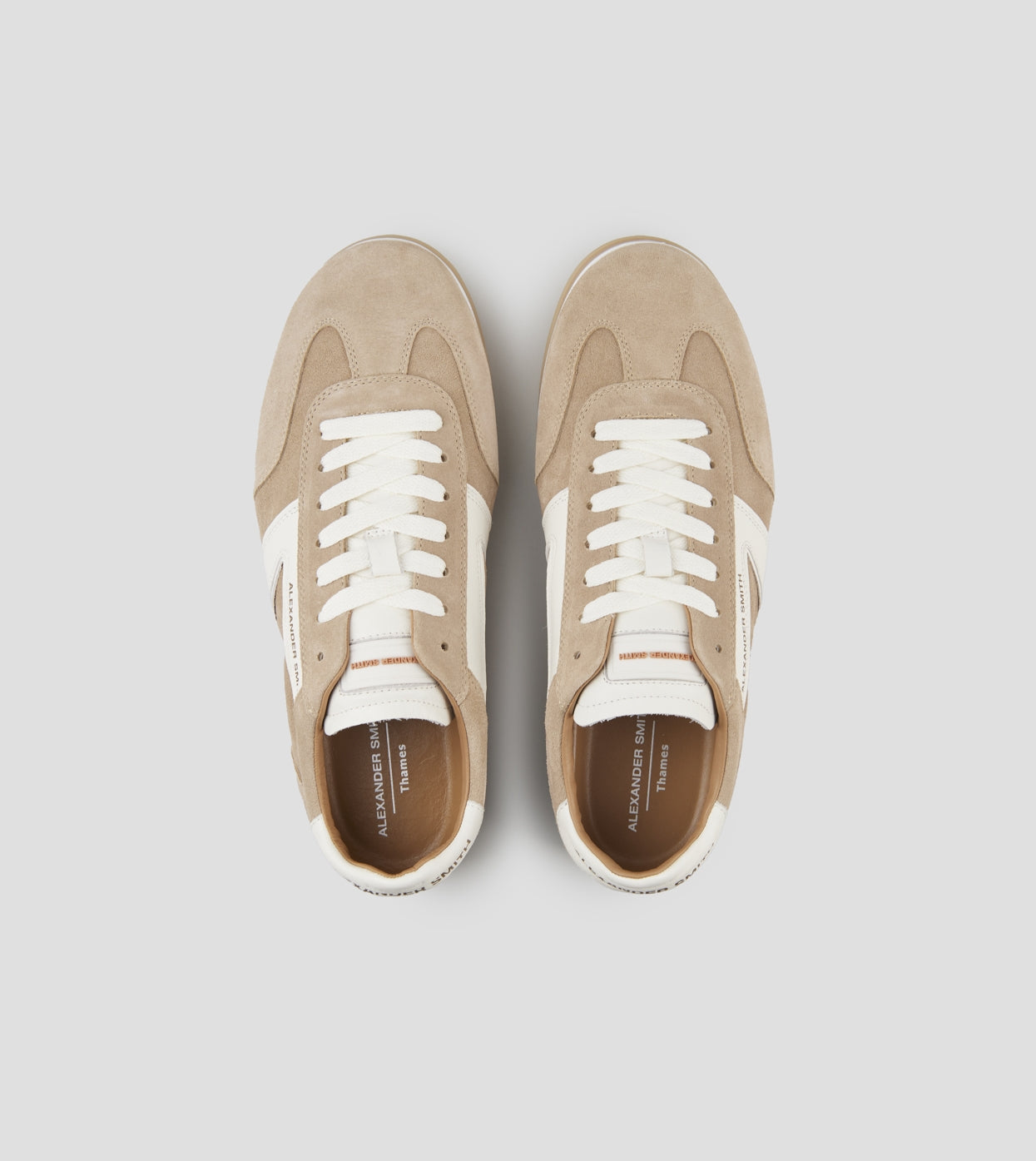 Thames Uomo in camoscio sabbia e logo bianco Alexander Smith
