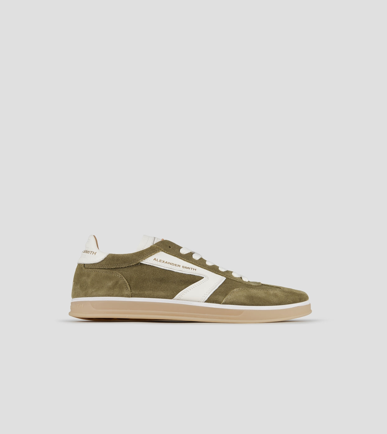 Thames Uomo in camoscio verde militare e logo bianco Alexander Smith