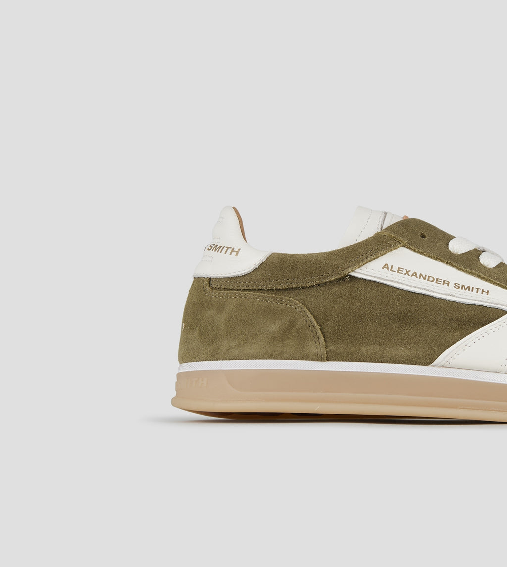 Thames Uomo in camoscio verde militare e logo bianco Alexander Smith