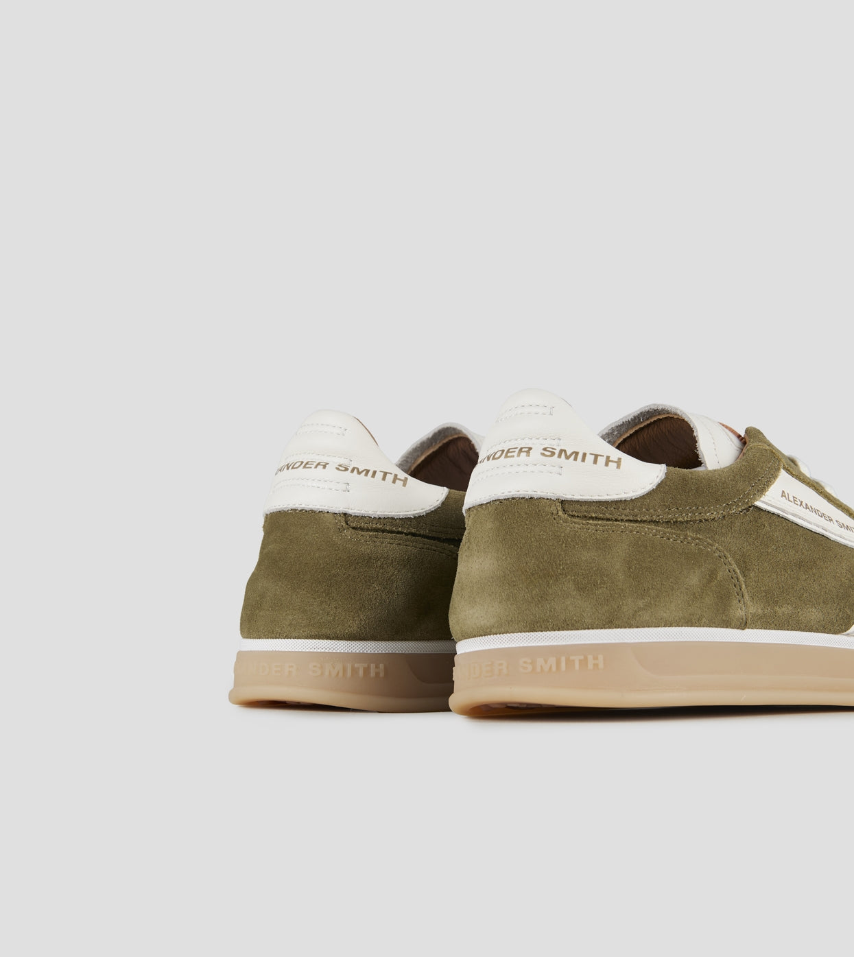 Thames Uomo in camoscio verde militare e logo bianco Alexander Smith