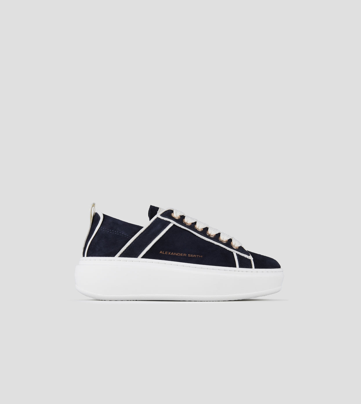 Wembley Alta Donna in camoscio blu e dettagli in pelle bianca Alexander Smith