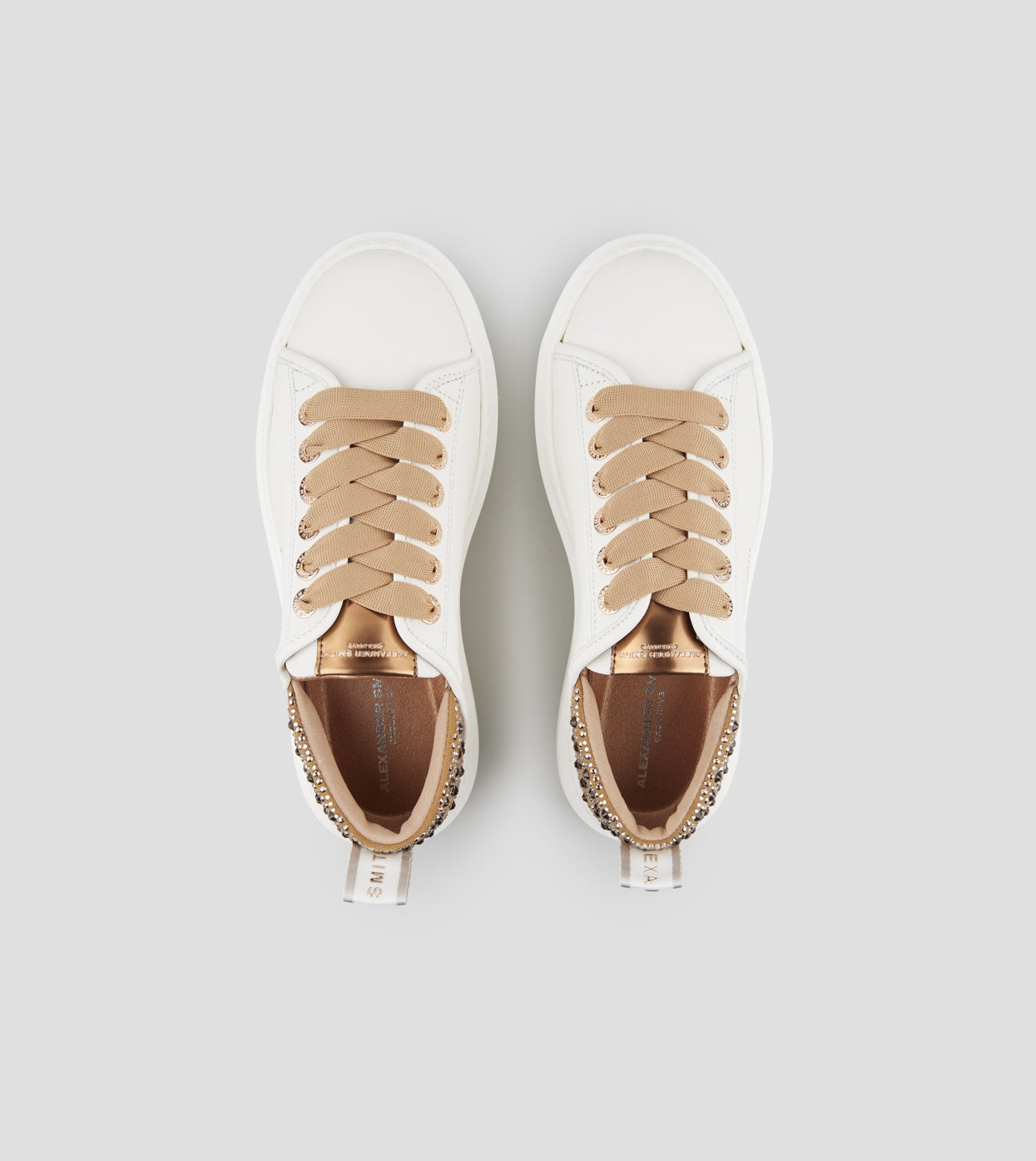 Wembley Donna in pelle bianca e tallone marrone con strass Alexander Smith