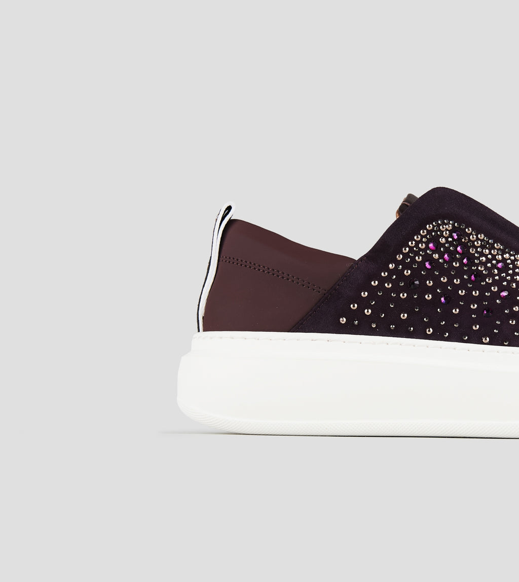 Wembley Slip-on Donna in camoscio bordeaux full strass Alexander Smith