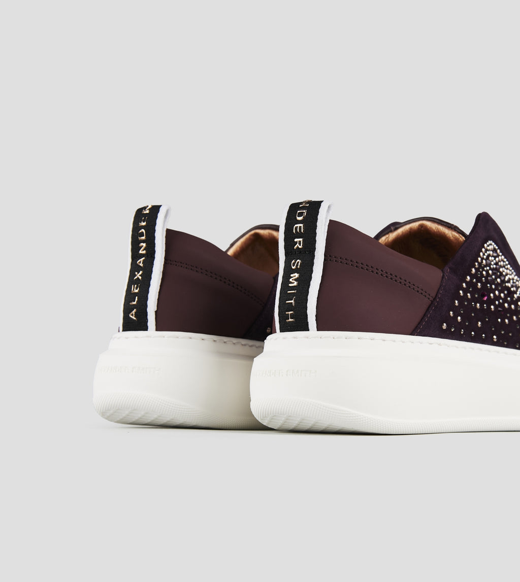 Wembley Slip-on Donna in camoscio bordeaux full strass Alexander Smith