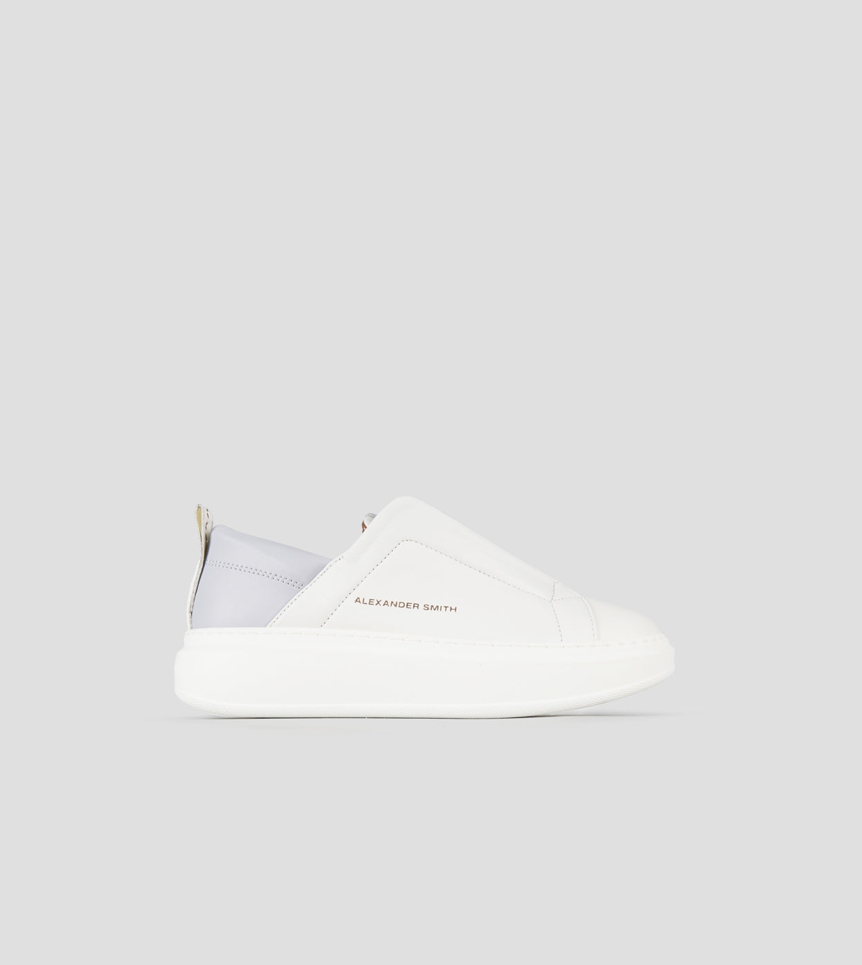 Wembley Slip-on Donna in pelle bianca e tallone azzurro Alexander Smith