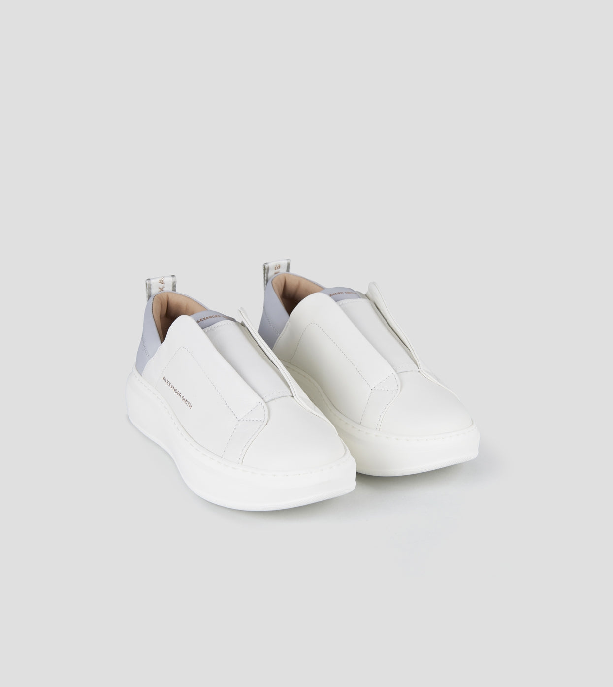 Wembley Slip-on Donna in pelle bianca e tallone azzurro Alexander Smith