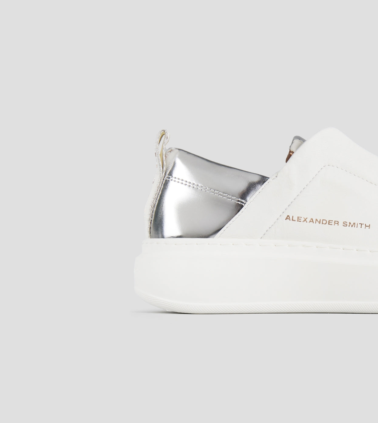 Wembley Slip-on Donna in pelle bianca e tallone in laminato argento Alexander Smith