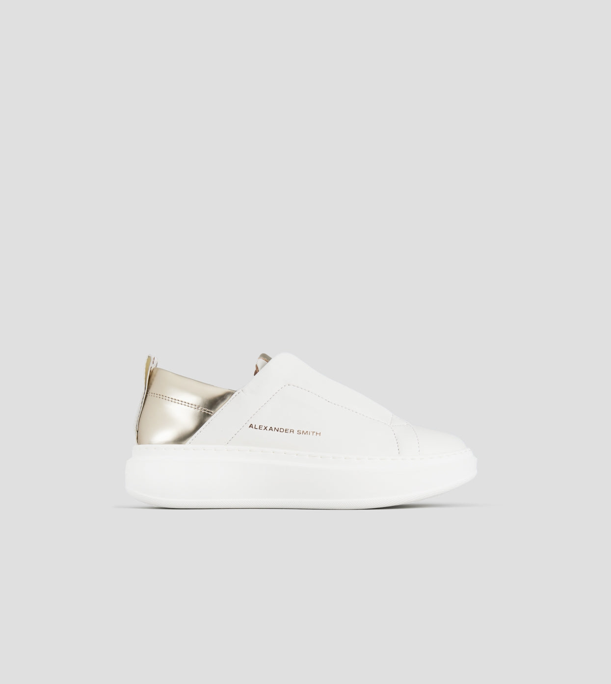 Wembley Slip-on Donna in pelle bianca e tallone in laminato oro Alexander Smith