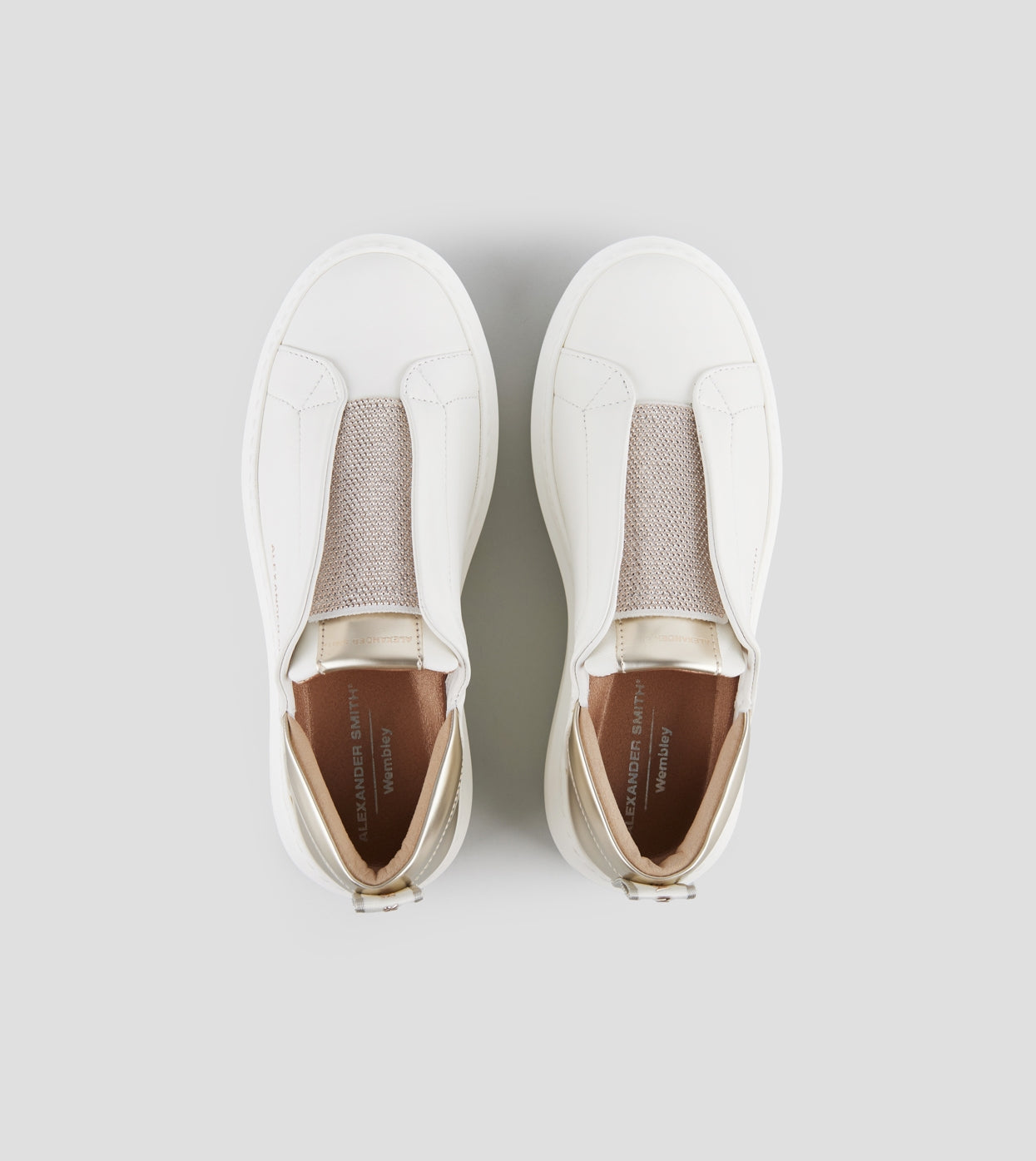 Wembley Slip-on Donna in pelle bianca e tallone in laminato oro Alexander Smith