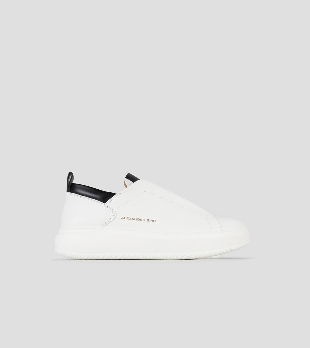 Wembley Slip-on Uomo in nappa bianca e dettagli neri Alexander Smith
