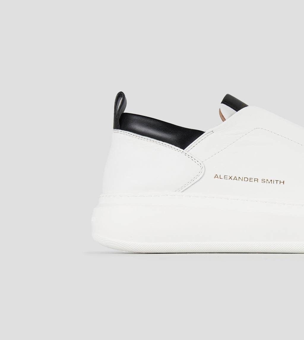 Wembley Slip-on Uomo in nappa bianca e dettagli neri Alexander Smith