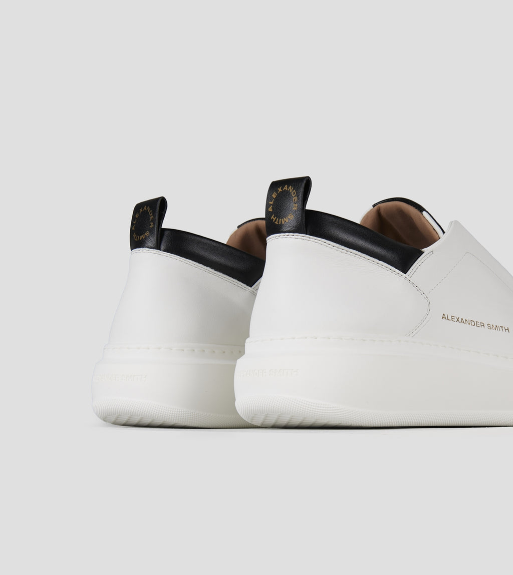 Wembley Slip-on Uomo in nappa bianca e dettagli neri Alexander Smith
