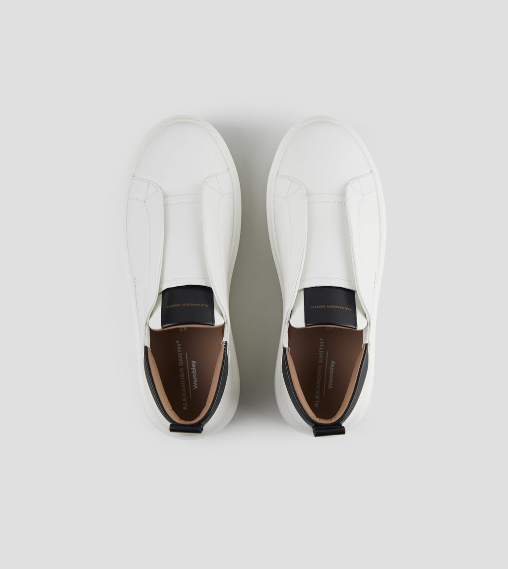Wembley Slip-on Uomo in nappa bianca e dettagli neri Alexander Smith