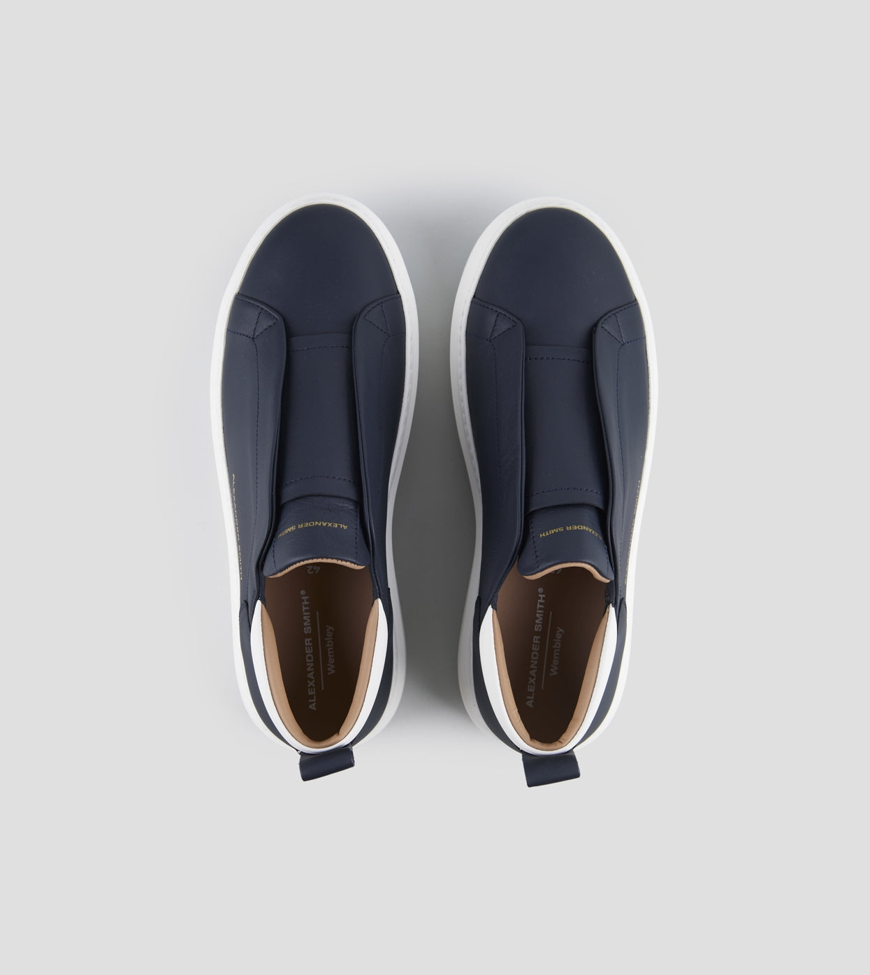 Wembley Slip-on Uomo in nappa blu e dettagli bianchi  Alexander Smith