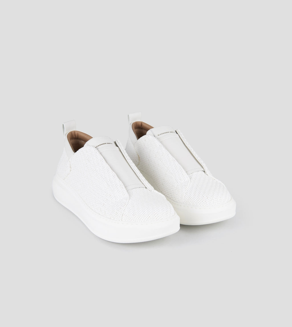 Wembley Slip-on Uomo in pelle intrecciata bianca Alexander Smith