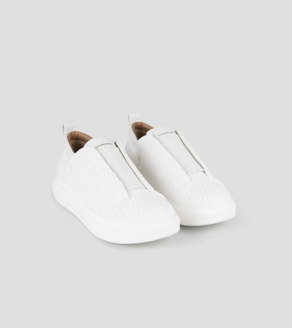 Wembley Slip-on Uomo in pelle intrecciata bianca Alexander Smith