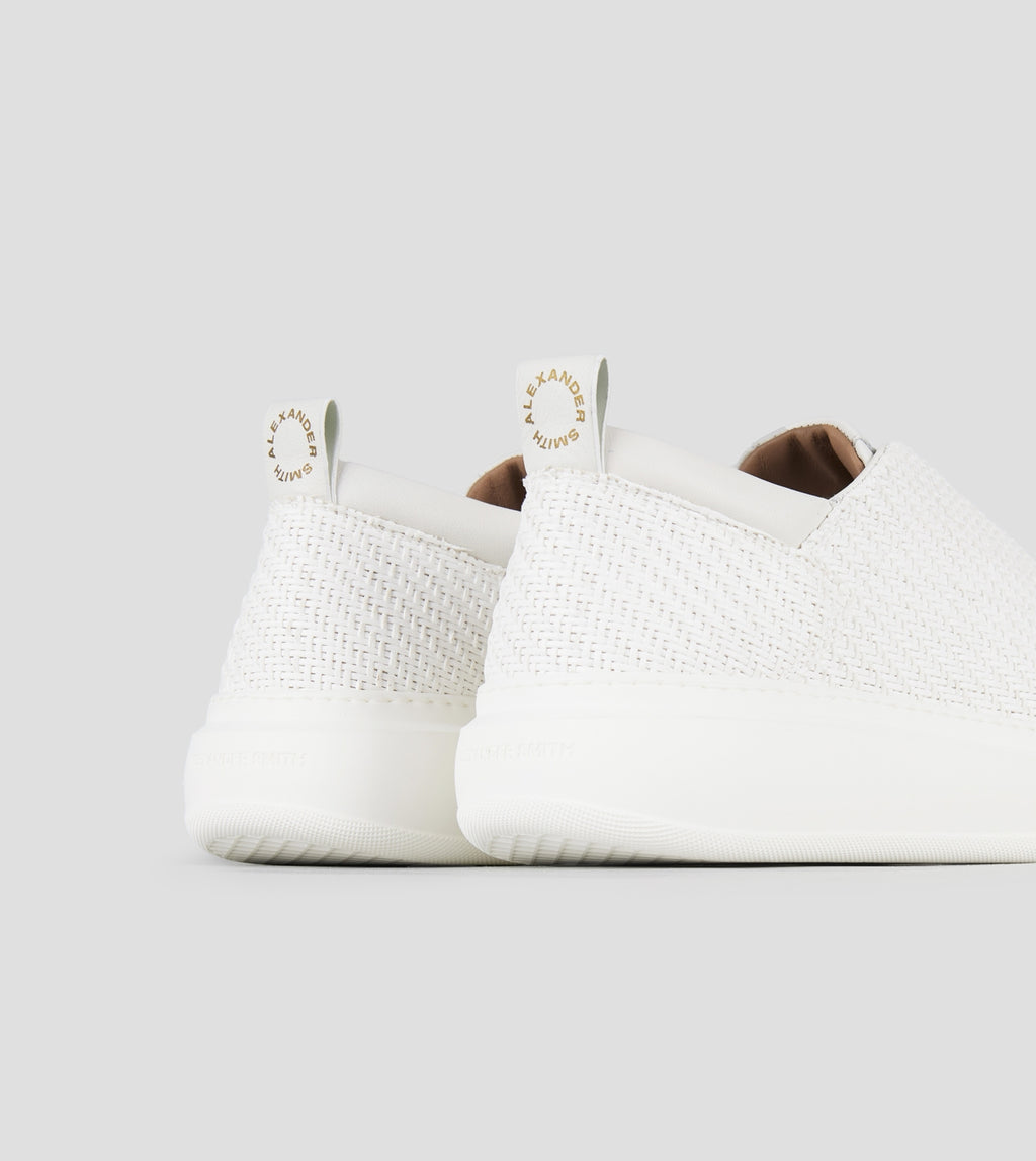 Wembley Slip-on Uomo in pelle intrecciata bianca Alexander Smith