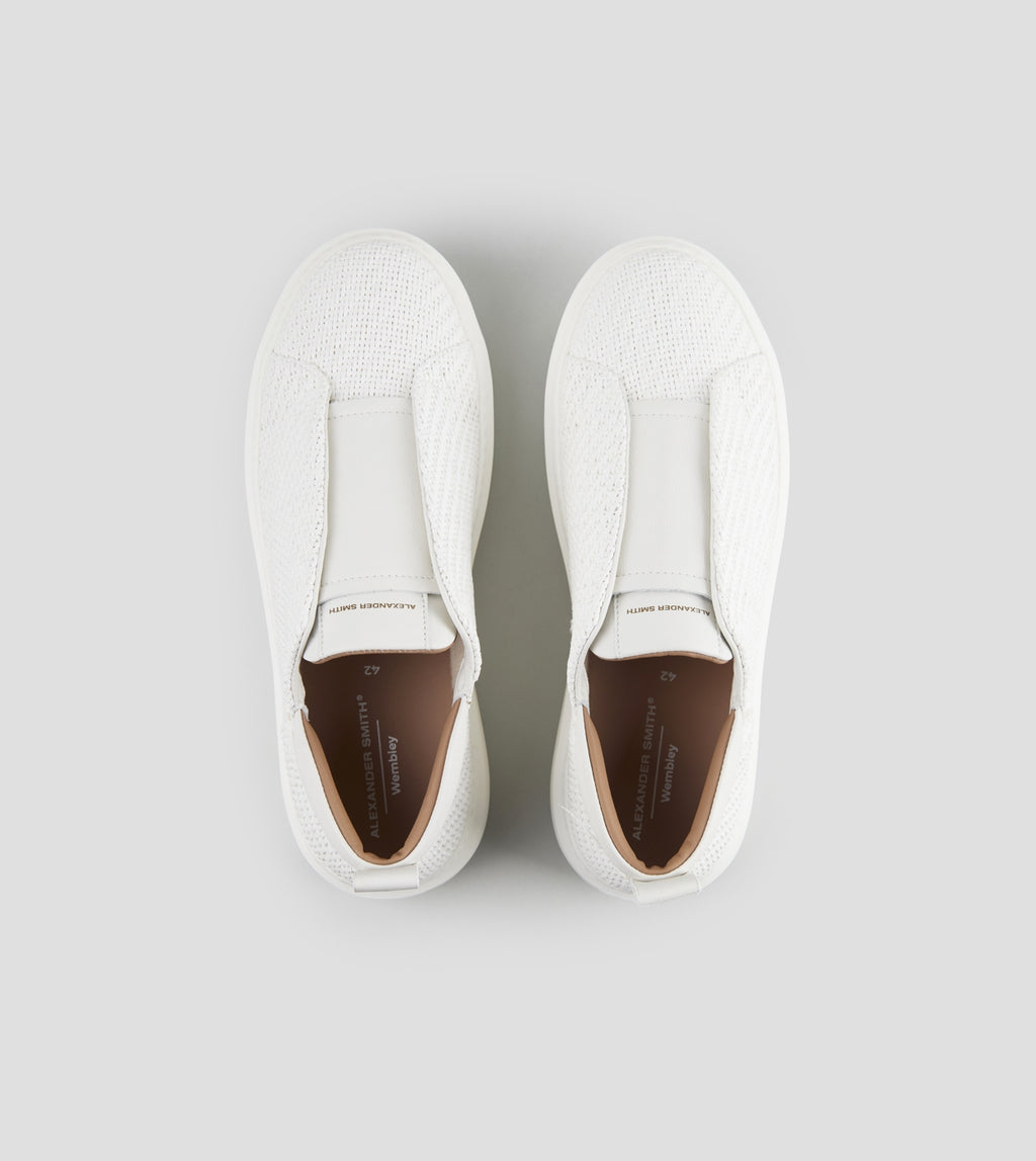 Wembley Slip-on Uomo in pelle intrecciata bianca Alexander Smith