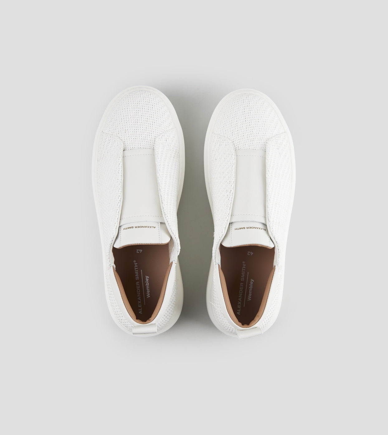 Wembley Slip-on Uomo in pelle intrecciata bianca Alexander Smith
