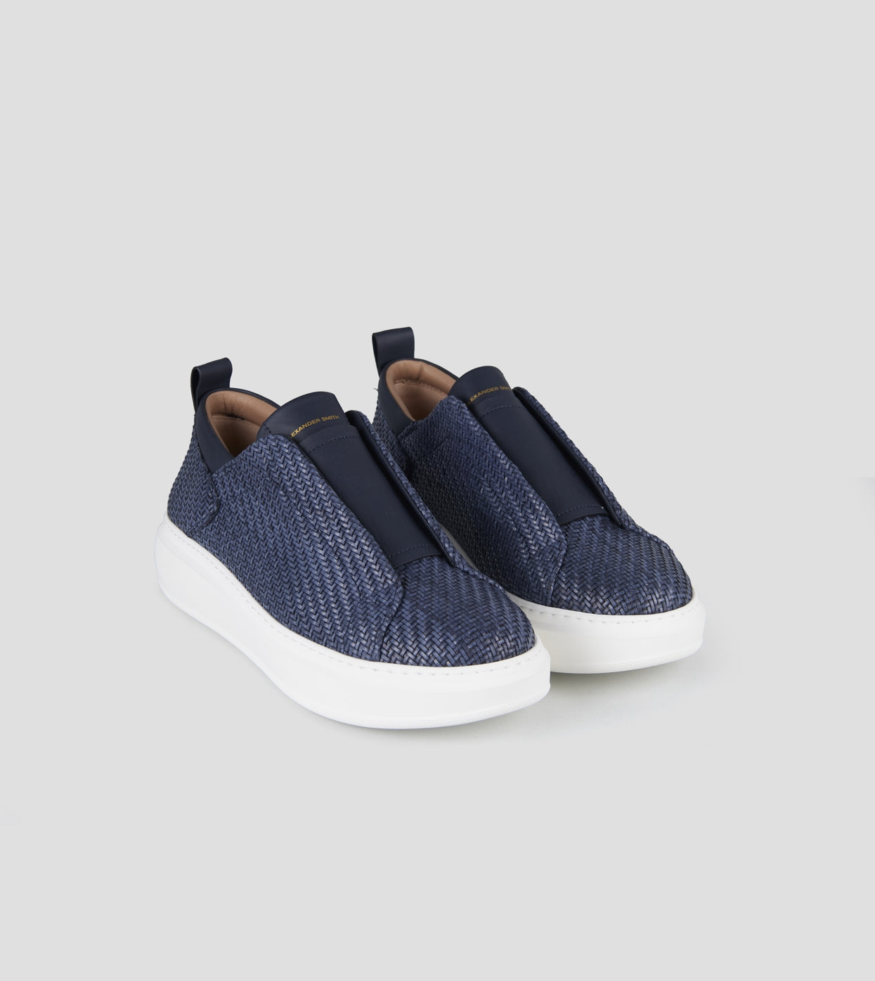 Wembley Slip-on Uomo in pelle intrecciata blu Alexander Smith