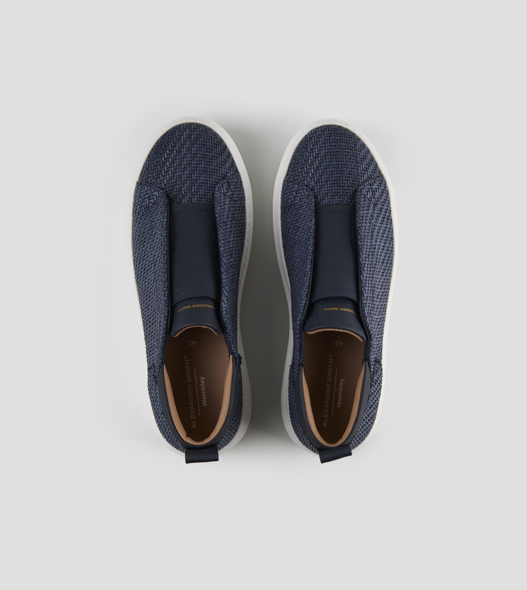 Wembley Slip-on Uomo in pelle intrecciata blu Alexander Smith