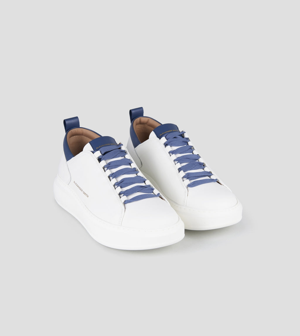Wembley Uomo Alta Frequenza in nappa bianca e dettagli blu Alexander Smith