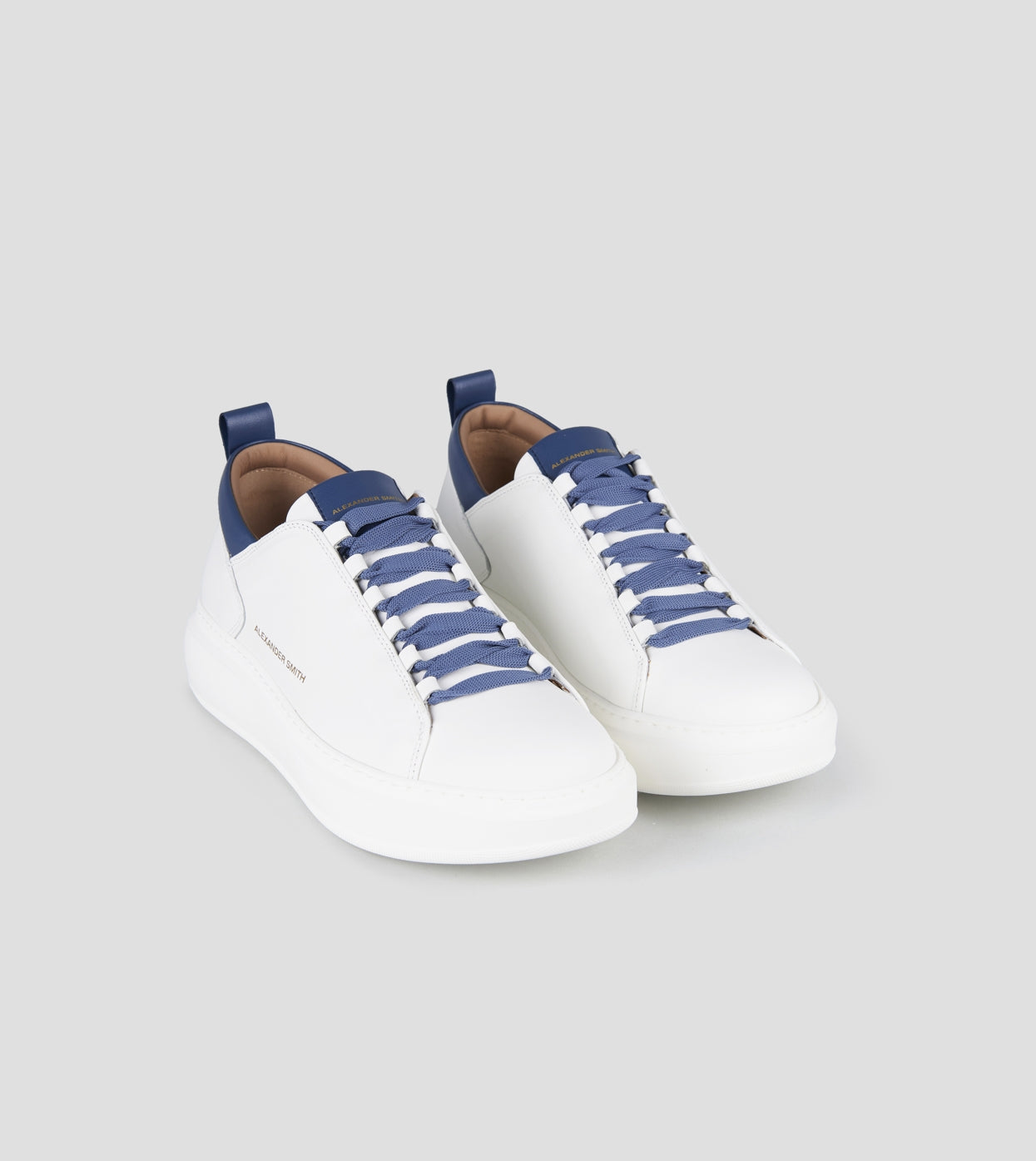 Wembley Uomo Alta Frequenza in nappa bianca e dettagli blu Alexander Smith