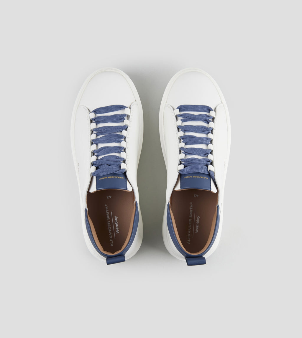 Wembley Uomo Alta Frequenza in nappa bianca e dettagli blu Alexander Smith