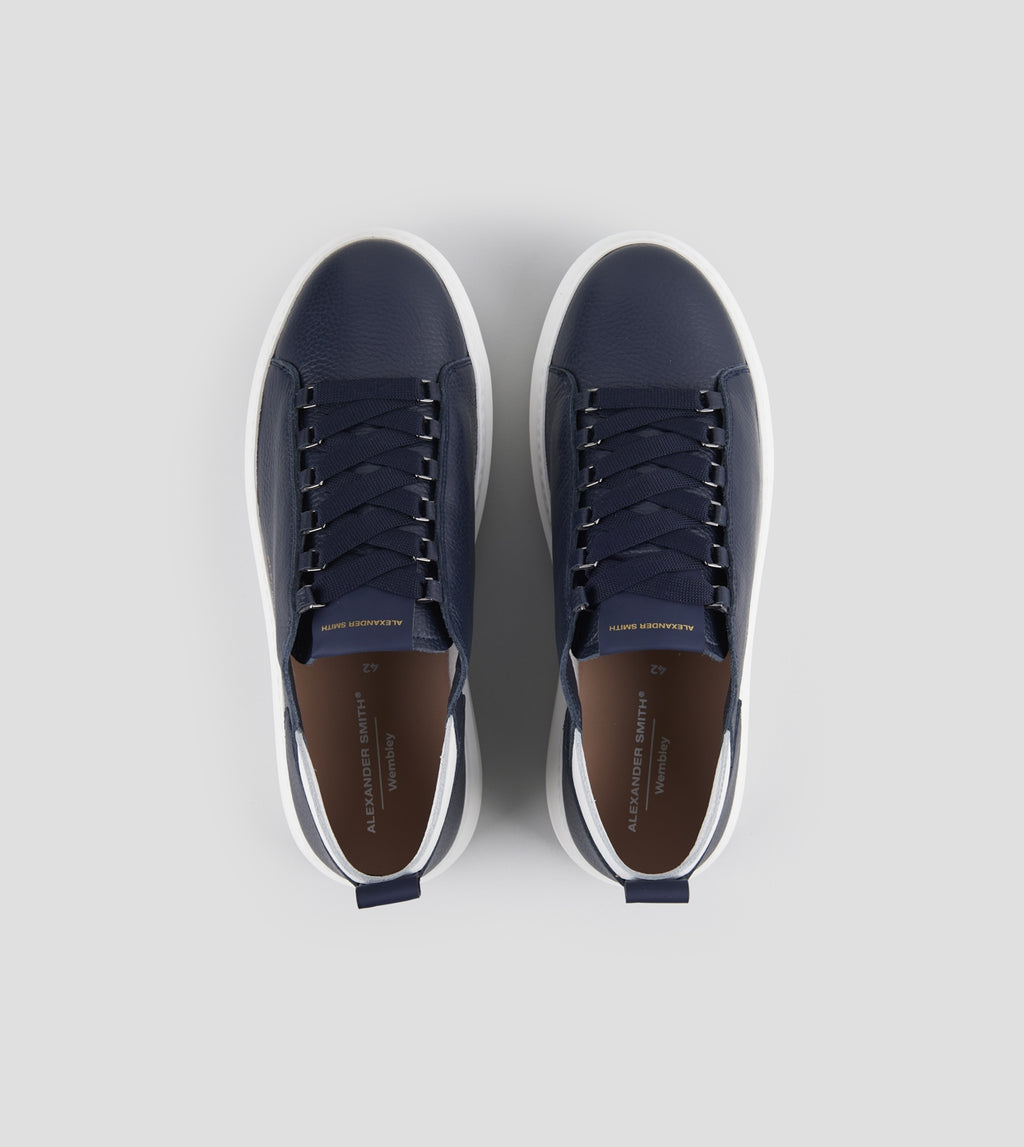Wembley Uomo Decostruita in pelle bottalata blu e dettagli bianchi Alexander Smith