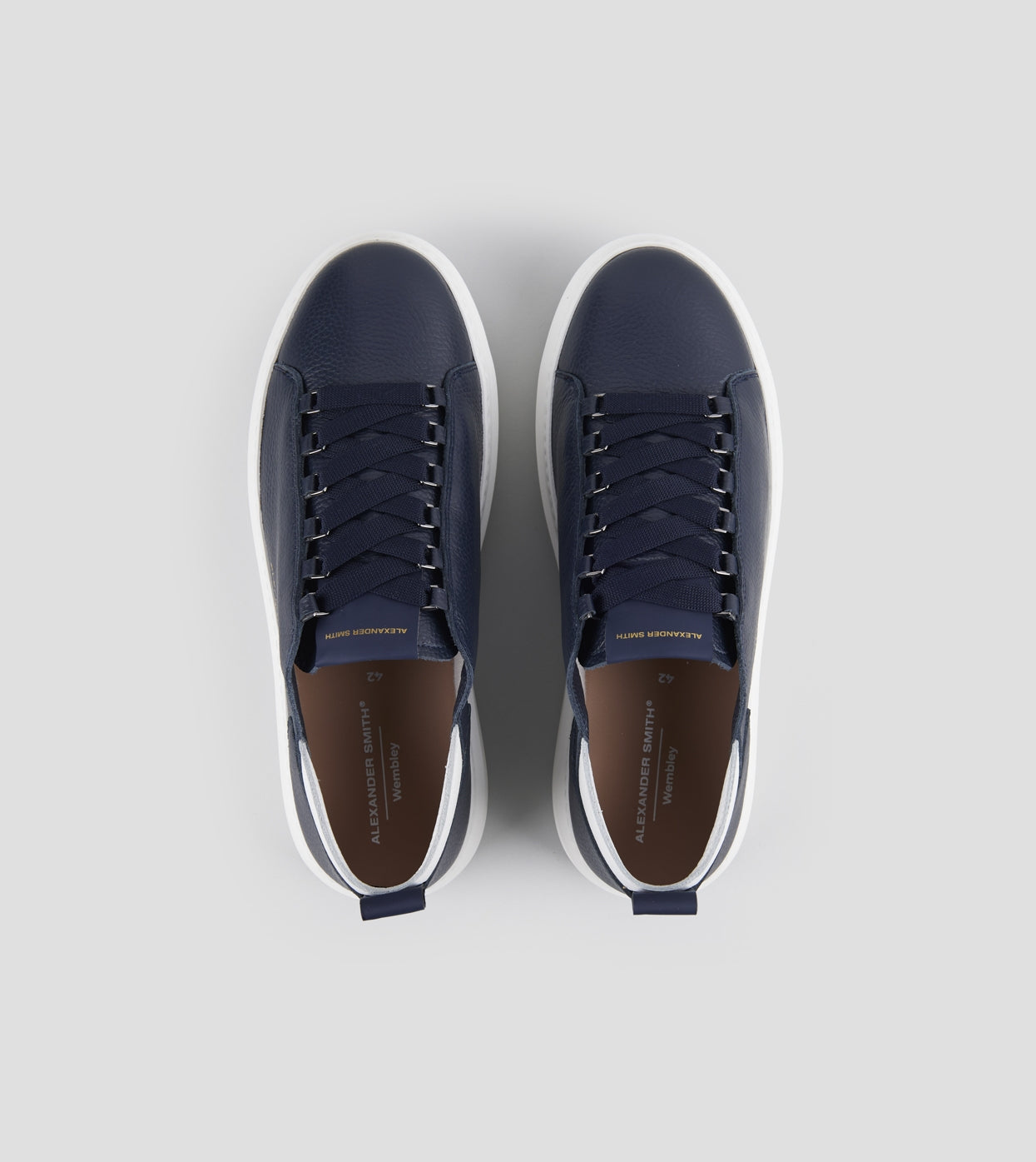 Wembley Uomo Decostruita in pelle bottalata blu e dettagli bianchi Alexander Smith